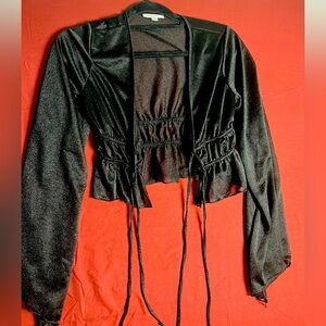 Persaya Womens Lace Blouse Long Sleeve Woven Shirt Sexy V-neck Stripe Top Loose